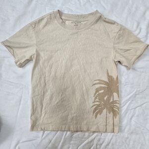 Little Bipsy Tan Cream 100% Cotton Resort Palm Tee Top T-shirt